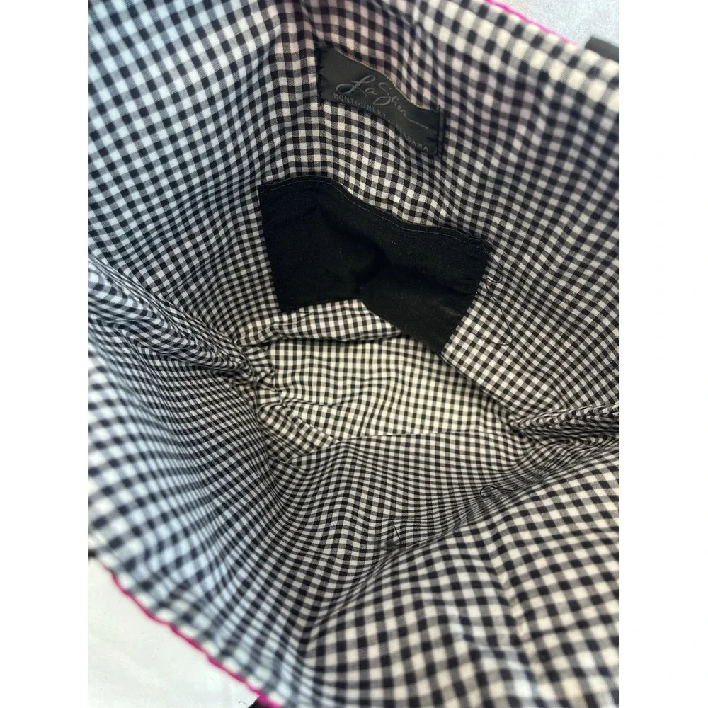 La Shea Tote Bag Black With Pink Bow‎ BNWOT